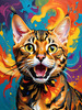 Expressive Bengal Cat Roar Art Print - Symbol of Freedom