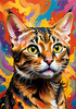 Expressive Bengal Cat Roar Art Print - Symbol of Freedom