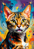 Expressive Bengal Cat Roar Art Print - Symbol of Freedom