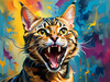 Expressive Bengal Cat Roar Art Print - Symbol of Freedom