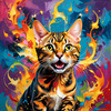 Expressive Bengal Cat Roar Art Print - Symbol of Freedom