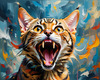 Expressive Bengal Cat Roar Art Print - Symbol of Freedom