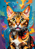 Expressive Bengal Cat Roar Art Print - Symbol of Freedom