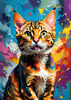 Expressive Bengal Cat Roar Art Print - Symbol of Freedom