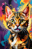 Expressive Bengal Cat Roar Art Print - Symbol of Freedom