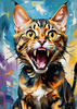 Expressive Bengal Cat Roar Art Print - Symbol of Freedom