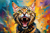 Expressive Bengal Cat Roar Art Print - Symbol of Freedom