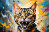 Expressive Bengal Cat Roar Art Print - Symbol of Freedom