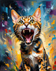 Expressive Bengal Cat Roar Art Print - Symbol of Freedom