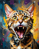 Expressive Bengal Cat Roar Art Print - Symbol of Freedom
