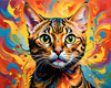 Expressive Bengal Cat Roar Art Print - Symbol of Freedom