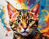 Expressive Bengal Cat Roar Art Print - Symbol of Freedom