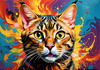 Expressive Bengal Cat Roar Art Print - Symbol of Freedom