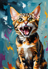 Expressive Bengal Cat Roar Art Print - Symbol of Freedom