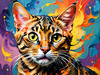 Expressive Bengal Cat Roar Art Print - Symbol of Freedom