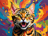 Expressive Bengal Cat Roar Art Print - Symbol of Freedom