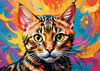 Expressive Bengal Cat Roar Art Print - Symbol of Freedom