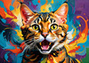 Expressive Bengal Cat Roar Art Print - Symbol of Freedom