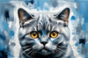 Expressive Blue and Gray British Shorthair Cat Printable Art