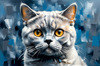 Expressive Blue and Gray British Shorthair Cat Printable Art