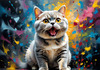 Expressive Blue and Gray British Shorthair Cat Printable Art