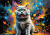 Expressive Blue and Gray British Shorthair Cat Printable Art