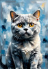 Expressive Blue and Gray British Shorthair Cat Printable Art