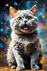 Expressive Blue and Gray British Shorthair Cat Printable Art
