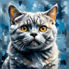 Expressive Blue and Gray British Shorthair Cat Printable Art