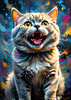 Expressive Blue and Gray British Shorthair Cat Printable Art