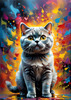 Expressive Blue and Gray British Shorthair Cat Printable Art