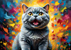 Expressive Blue and Gray British Shorthair Cat Printable Art