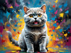 Expressive Blue and Gray British Shorthair Cat Printable Art