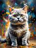 Expressive Blue and Gray British Shorthair Cat Printable Art
