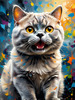 Expressive Blue and Gray British Shorthair Cat Printable Art