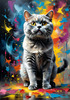 Expressive Blue and Gray British Shorthair Cat Printable Art