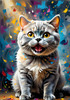 Expressive Blue and Gray British Shorthair Cat Printable Art