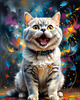 Expressive Blue and Gray British Shorthair Cat Printable Art