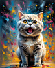 Expressive Blue and Gray British Shorthair Cat Printable Art