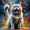 Expressive Blue and Gray British Shorthair Cat Printable Art