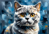 Expressive Blue and Gray British Shorthair Cat Printable Art