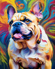 Expressive Bulldog Art Print with Textured Paint Detail