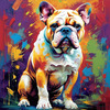 Expressive Bulldog Art Print with Textured Paint Detail
