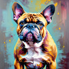 Expressive Bulldog Art Print with Textured Paint Detail