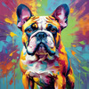 Expressive Bulldog Art Print with Textured Paint Detail