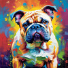 Expressive Bulldog Art Print with Textured Paint Detail
