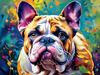 Expressive Bulldog Art Print with Textured Paint Detail