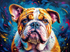 Expressive Bulldog Art Print with Textured Paint Detail
