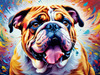 Expressive Bulldog Art Print with Textured Paint Detail