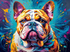 Expressive Bulldog Art Print with Textured Paint Detail